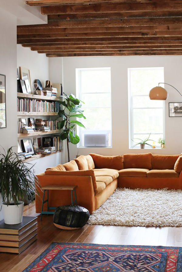 Decoração com sofá laranja, Sofa laranja na sala