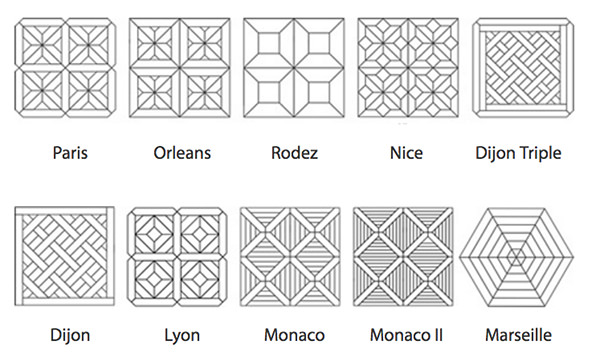 Tipos de desenhos do piso Versailles