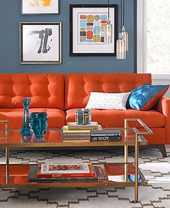 Decoração com sofá laranja, Sofa laranja na sala