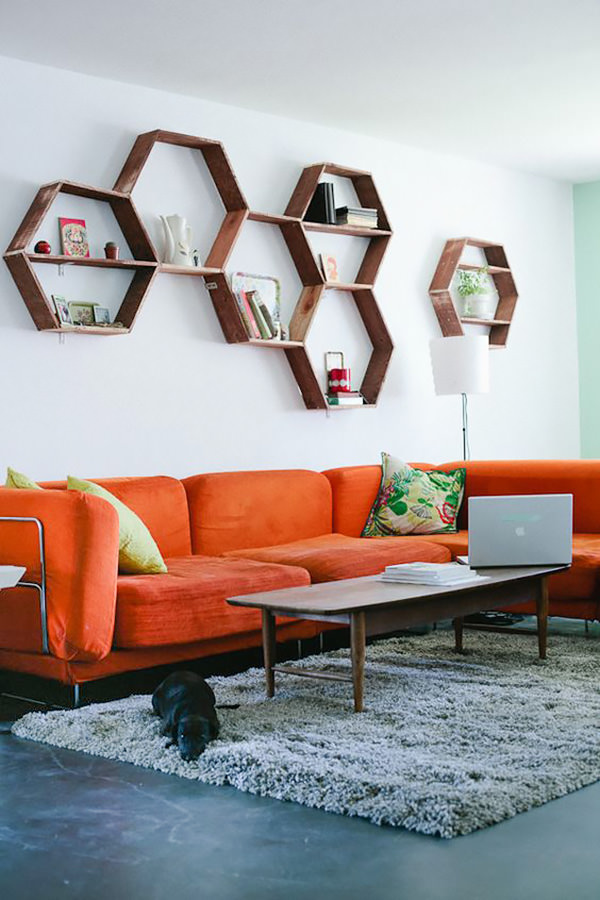 Decoração com sofá laranja, Sofa laranja na sala