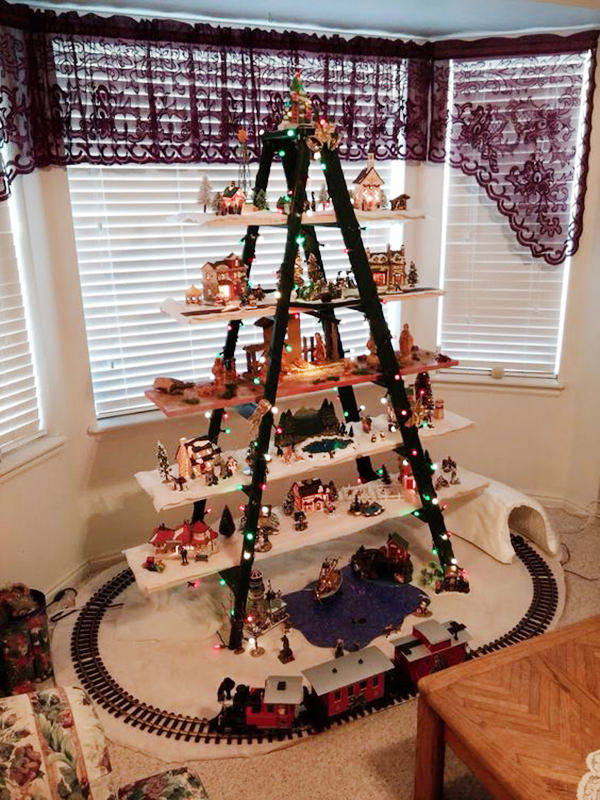 Árvores de natal, alternativas, escada, decoração, natalina
