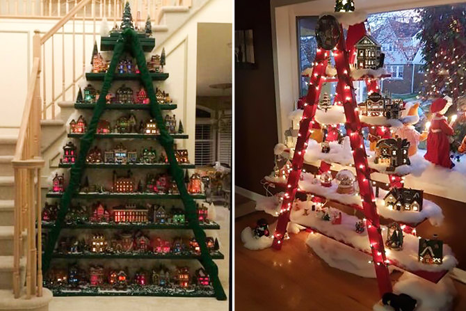 8 árvores de Natal feitas com escadas